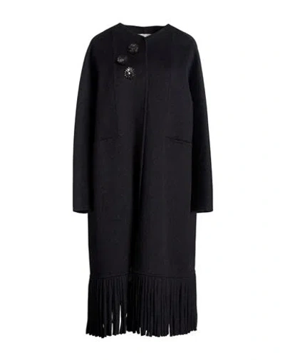 Shirtaporter Woman Coat Charcoal Size 8 Wool, Polyester In Black