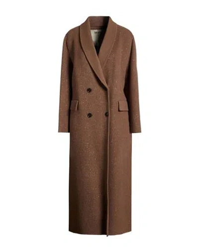 Shirtaporter Woman Coat Light Brown Size 6 Wool, Alpaca Wool In Sand