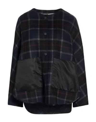 Shirtaporter Woman Coat Navy Size 6 Wool, Polyamide, Acrylic In Blue