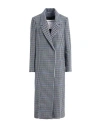 Shirtaporter Woman Coat Slate Blue Size 10 Wool, Polyester, Polyamide