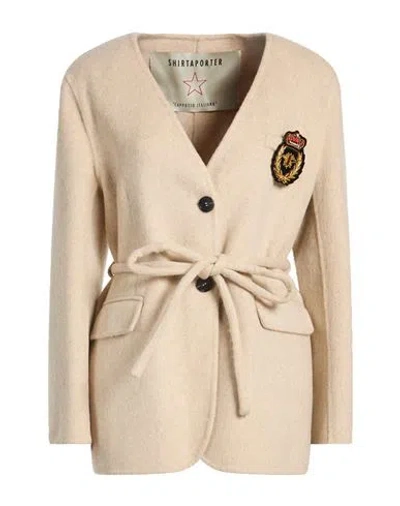 Shirtaporter Woman Jacket Beige Size 10 Wool, Polyester In Nude