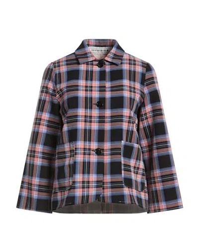 Shirtaporter Woman Jacket Blue Size 12 Polyurethane, Viscose In Multi