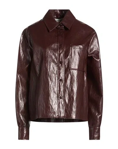 Shirtaporter Woman Jacket Burgundy Size 12 Polyurethane, Viscose