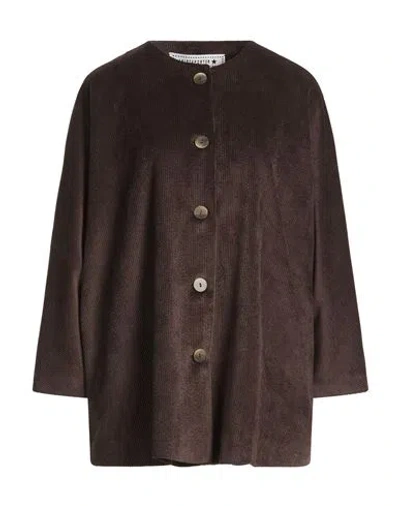 Shirtaporter Woman Jacket Dark Brown Size M/l Polyester, Nylon, Elastane