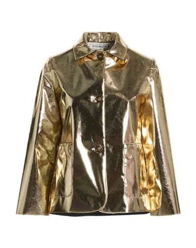 Shirtaporter Woman Jacket Gold Size 12 Polyurethane, Viscose