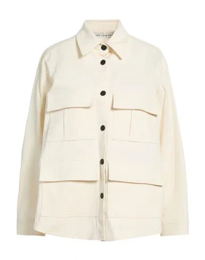 Shirtaporter Woman Jacket Ivory Size 8 Cotton, Elastane In White