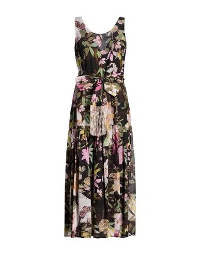 Shirtaporter Woman Maxi Dress Black Size 14 Cotton, Silk