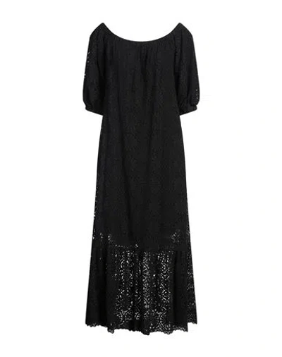 Shirtaporter Woman Maxi Dress Black Size 10 Cotton, Viscose, Polyamide
