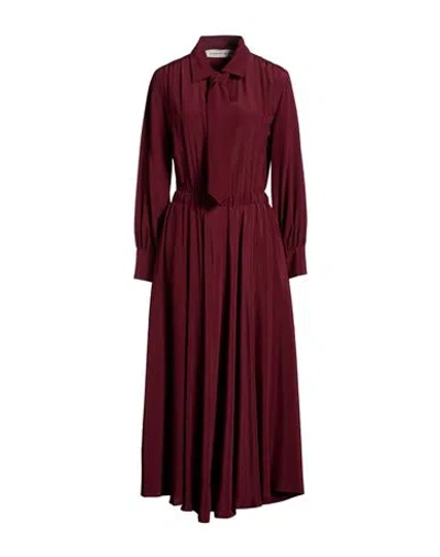 Shirtaporter Woman Maxi Dress Burgundy Size 8 Acetate, Silk In Brown
