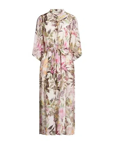 Shirtaporter Woman Maxi Dress White Size 8 Cotton, Silk In Multi