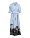 Shirtaporter Woman Midi Dress Azure Size 8 Cotton In Blue