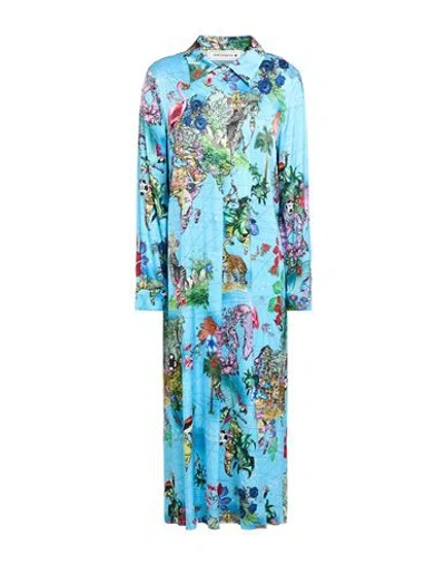 Shirtaporter Woman Midi Dress Azure Size 10 Viscose, Elastane