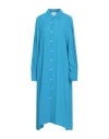 Shirtaporter Woman Midi Dress Azure Size 8 Rayon