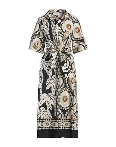 Shirtaporter Woman Midi Dress Beige Size 10 Cotton