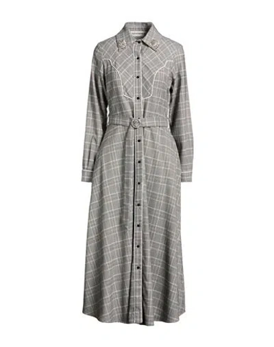Shirtaporter Woman Midi Dress Black Size 10 Polyester, Viscose, Elastane In Gray
