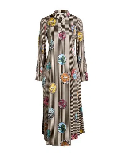Shirtaporter Woman Midi Dress Black Size 10 Viscose, Elastane In Multi