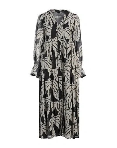 Shirtaporter Woman Midi Dress Black Size 12 Cotton, Silk
