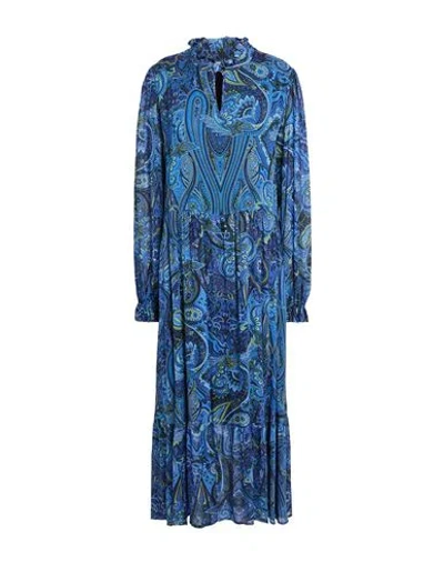 Shirtaporter Woman Midi Dress Blue Size 10 Viscose