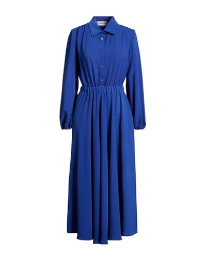 Shirtaporter Woman Midi Dress Blue Size 12 Polyester