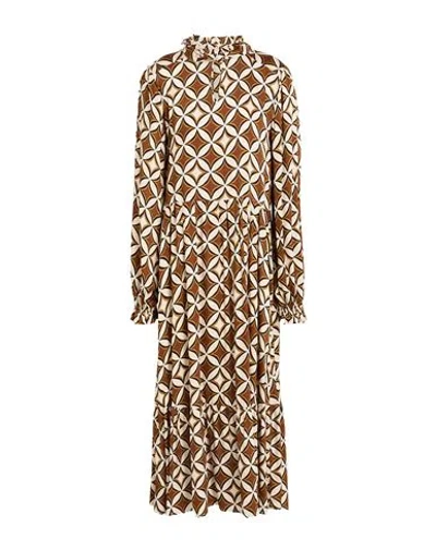 Shirtaporter Woman Midi Dress Brown Size 10 Viscose