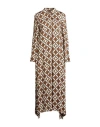 Shirtaporter Woman Midi Dress Brown Size 10 Viscose