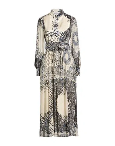 Shirtaporter Woman Midi Dress Cream Size 12 Viscose, Silk In Multi