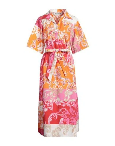 Shirtaporter Woman Midi Dress Fuchsia Size 10 Cotton In Pink
