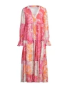 Shirtaporter Woman Midi Dress Fuchsia Size 12 Cotton, Silk In Pink