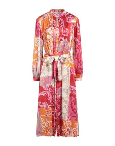 Shirtaporter Woman Midi Dress Fuchsia Size 12 Silk, Elastane In Pink