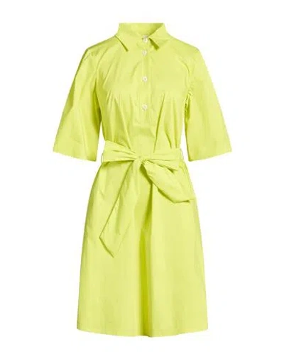 Shirtaporter Woman Midi Dress Lime Green Size 8 Cotton, Polyamide, Elastane