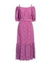Shirtaporter Woman Midi Dress Magenta Size 8 Cotton, Viscose, Polyamide In Magenta