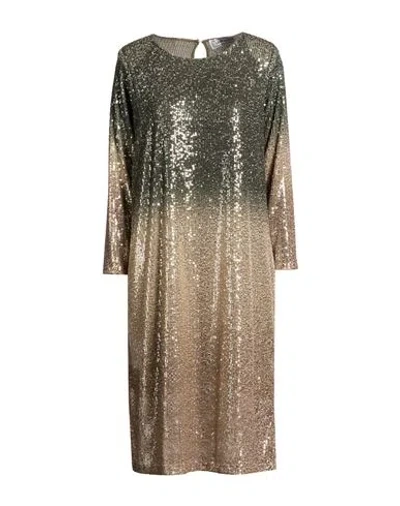 Shirtaporter Woman Midi Dress Military Green Size M Polyester In Gray