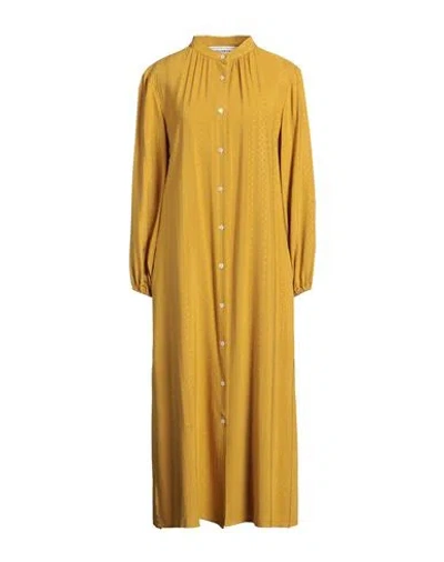 Shirtaporter Woman Midi Dress Mustard Size 10 Viscose In Yellow