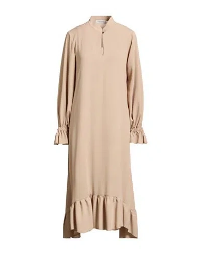 Shirtaporter Woman Midi Dress Sand Size 10 Polyester