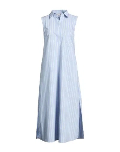 Shirtaporter Woman Midi Dress Sky Blue Size 10 Cotton, Polyester, Elastane