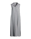 Shirtaporter Woman Midi Dress Slate Blue Size 8 Viscose, Cotton, Polyester, Lurex