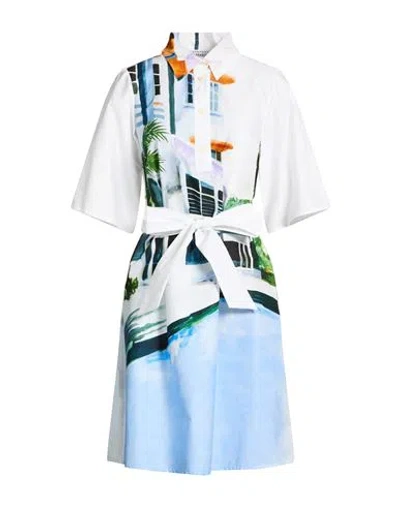 Shirtaporter Woman Midi Dress White Size 10 Cotton In Multi