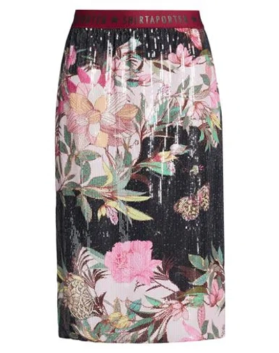 Shirtaporter Woman Midi Skirt Black Size 10 Polyester In Multi