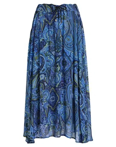 Shirtaporter Woman Midi Skirt Blue Size 8 Viscose