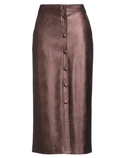 Shirtaporter Woman Midi Skirt Bronze Size 8 Polyurethane, Viscose