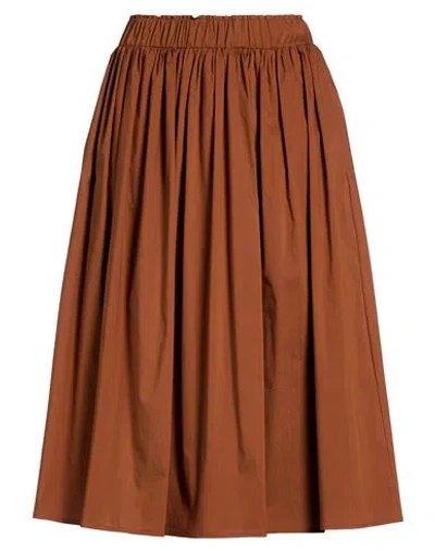 Shirtaporter Woman Midi Skirt Brown Size 10 Cotton, Polyamide, Elastane In Burgundy