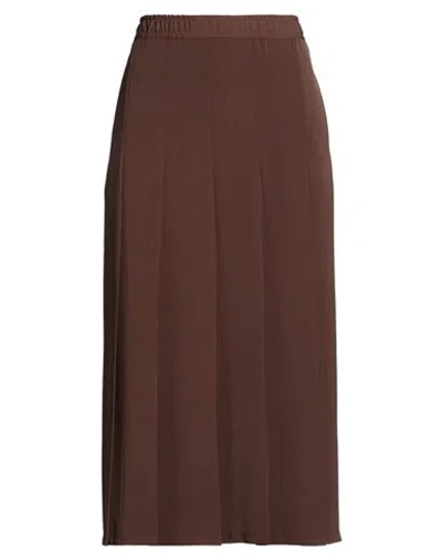 Shirtaporter Woman Midi Skirt Brown Size 10 Polyester