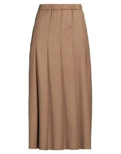 Shirtaporter Woman Midi Skirt Camel Size 10 Polyester, Nylon, Elastane
