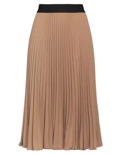 Shirtaporter Woman Midi Skirt Camel Size 14 Polyester In Beige
