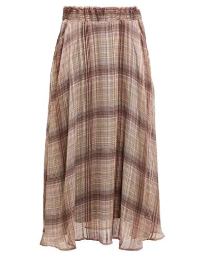 Shirtaporter Woman Midi Skirt Chocolate Brown Size 10 Viscose