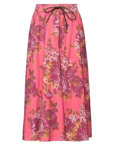 Shirtaporter Woman Midi Skirt Fuchsia Size 10 Cotton In Pink