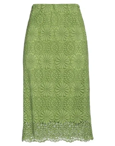 Shirtaporter Woman Midi Skirt Green Size 10 Cotton, Viscose, Polyamide