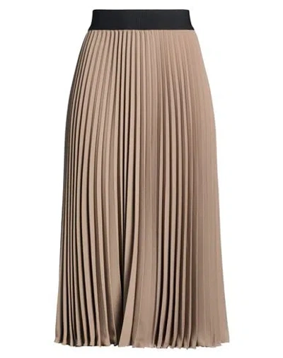 Shirtaporter Woman Midi Skirt Khaki Size 8 Polyester In Multi