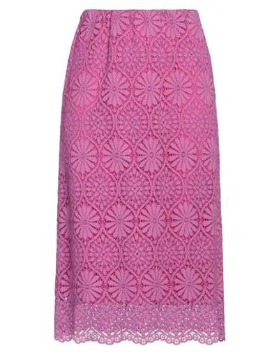 Shirtaporter Woman Midi Skirt Mauve Size 10 Cotton, Viscose, Polyamide In Purple