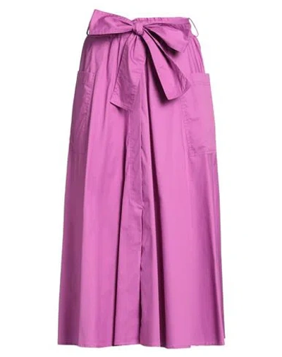Shirtaporter Woman Midi Skirt Light Purple Size 6 Cotton